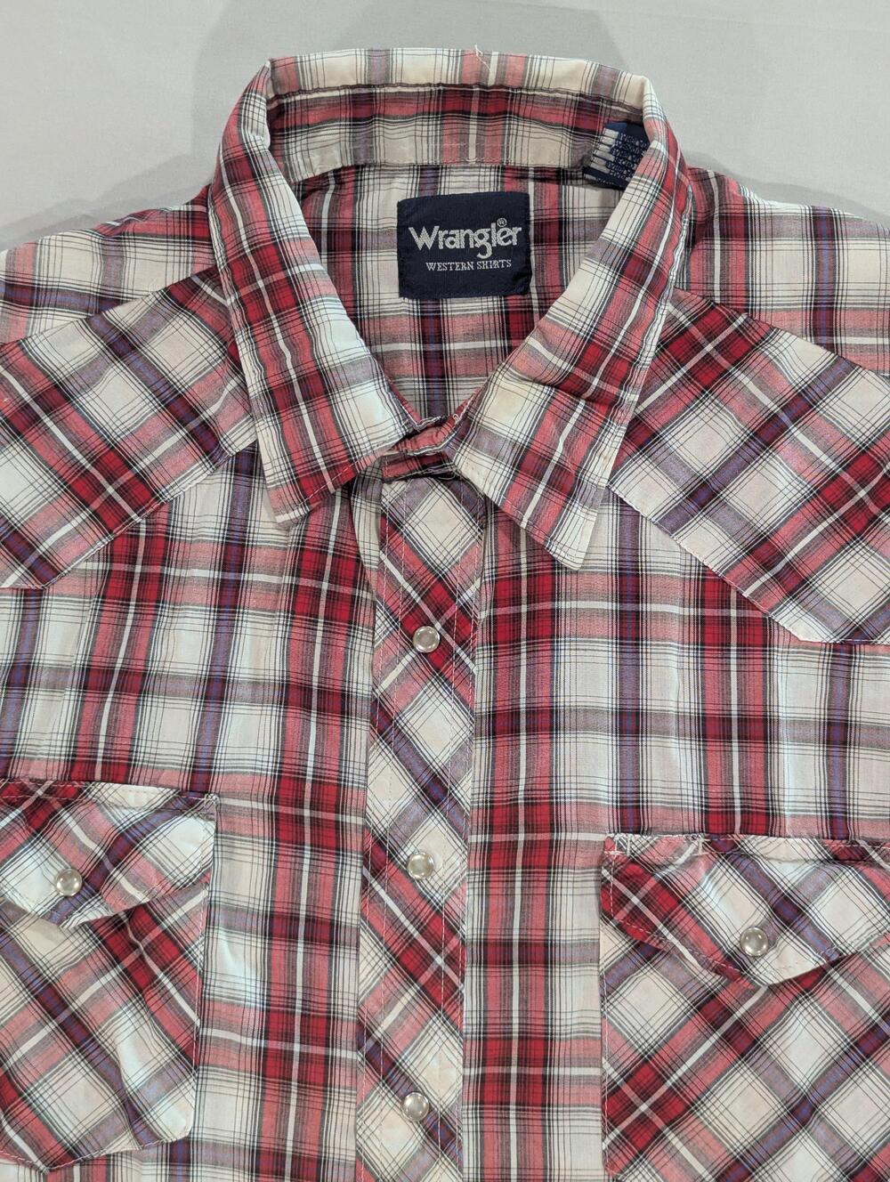 Wrangler Shirt Mens 3XLT Red Plaid Short Sleeve Western Pearl Snap Pockets